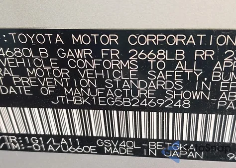 2011 Lexus Es 350 z USA, uszkodzony, nr VIN JTHBK1EG5B2469248